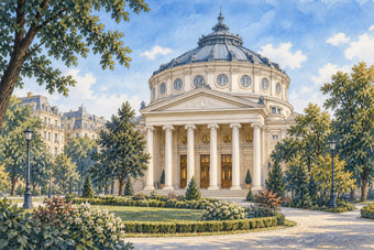 Ateneum Rumuńskie w Bukareszcie — ilustracja AI