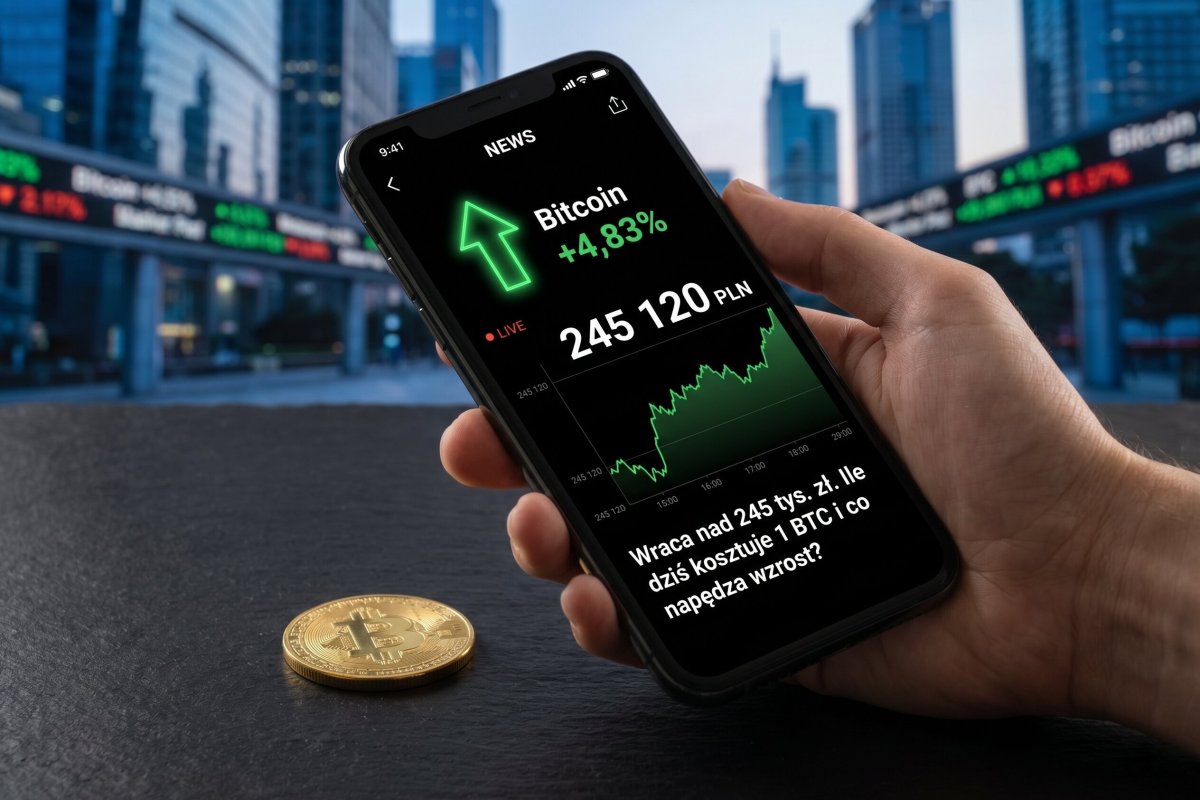 Bitcoin skoczył o 4,83% — 1 BTC znów nad 245 tys. zł. Rajd napędził pokój USA–Iran
